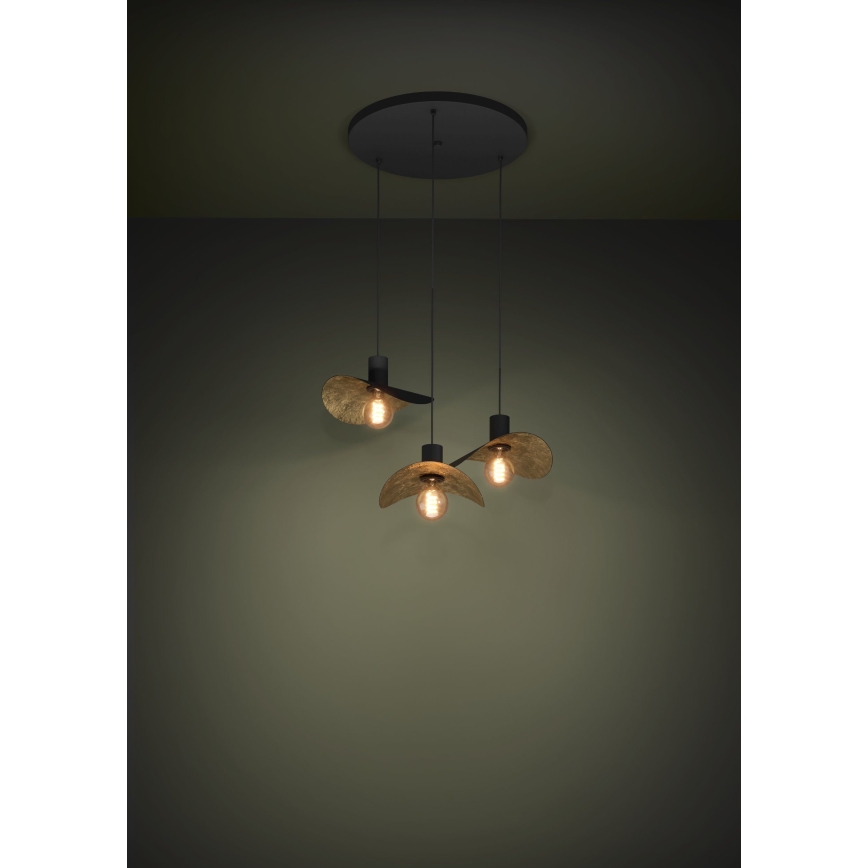 Eglo - Κρεμαστό φωτιστικό οροφής 3xE27/40W/230V μαύρο/χρυσό