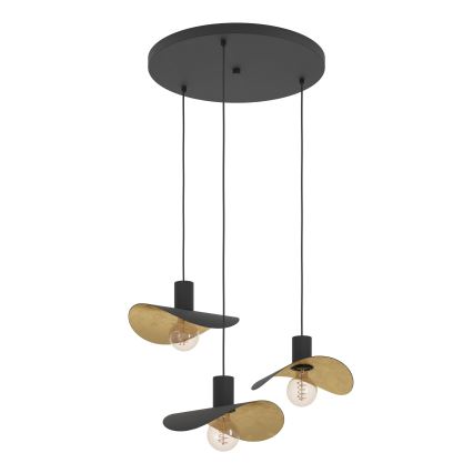 Eglo - Κρεμαστό φωτιστικό οροφής 3xE27/40W/230V μαύρο/χρυσό