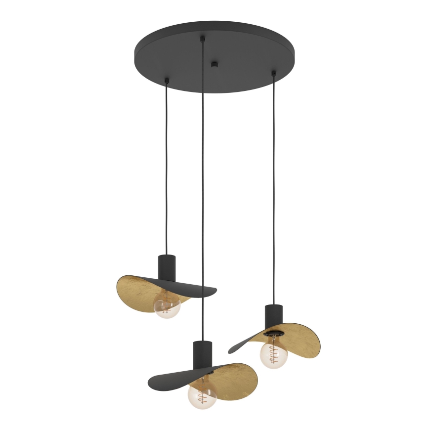 Eglo - Κρεμαστό φωτιστικό οροφής 3xE27/40W/230V μαύρο/χρυσό