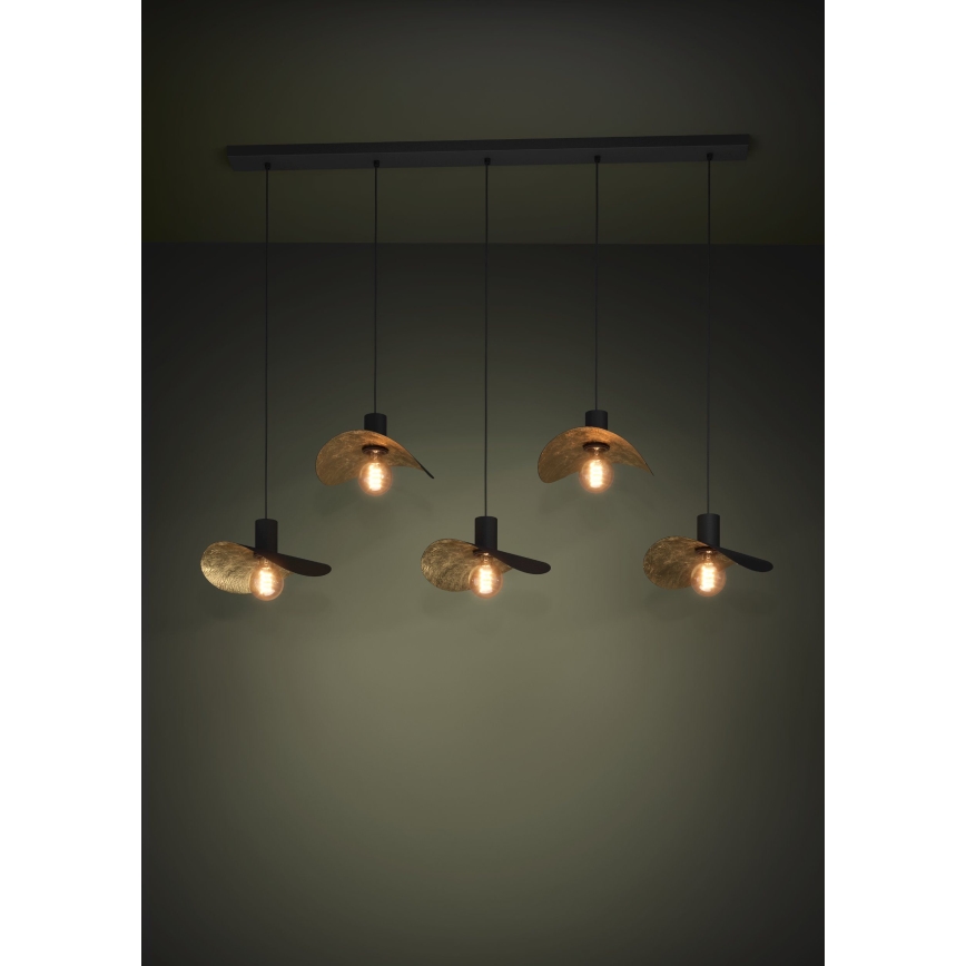 Eglo - Κρεμαστό φωτιστικό οροφής 5xE27/40W/230V μαύρο/χρυσό