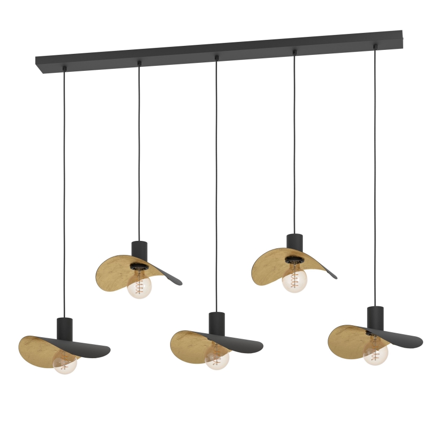 Eglo - Κρεμαστό φωτιστικό οροφής 5xE27/40W/230V μαύρο/χρυσό