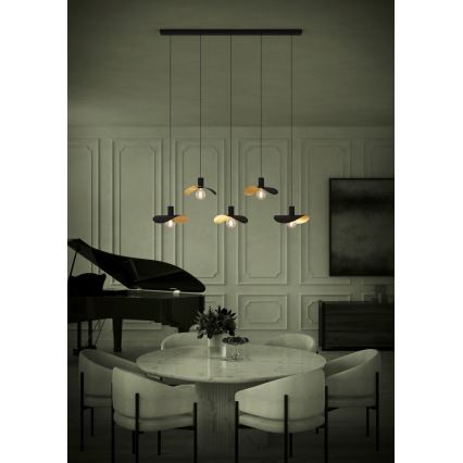 Eglo - Κρεμαστό φωτιστικό οροφής 5xE27/40W/230V μαύρο/χρυσό