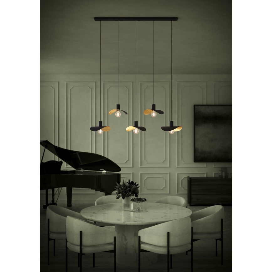 Eglo - Κρεμαστό φωτιστικό οροφής 5xE27/40W/230V μαύρο/χρυσό