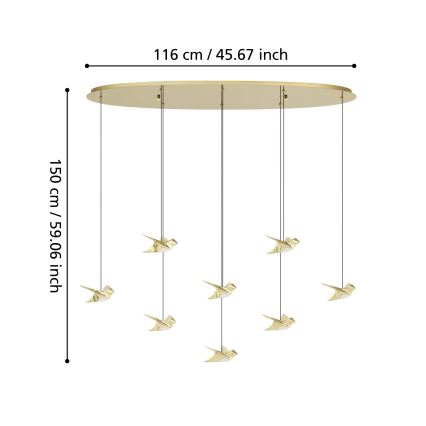 Eglo - Led Dimmable κρεμαστό φωτιστικό οροφής 8xLED/4,2W/230V 3000K χρυσό