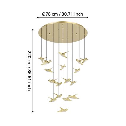 Eglo - Led Dimmable κρεμαστό φωτιστικό οροφής 17xLED/3W/230V 3000K χρυσό