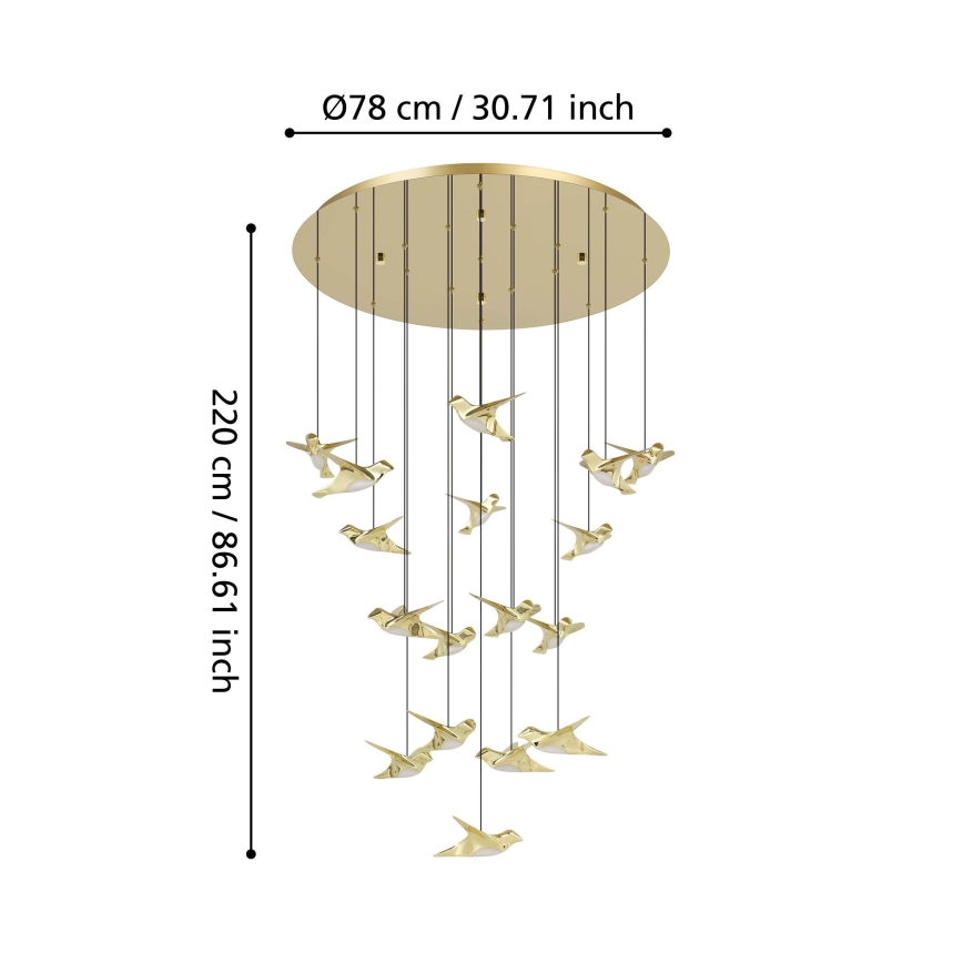 Eglo - Led Dimmable κρεμαστό φωτιστικό οροφής 17xLED/3W/230V 3000K χρυσό