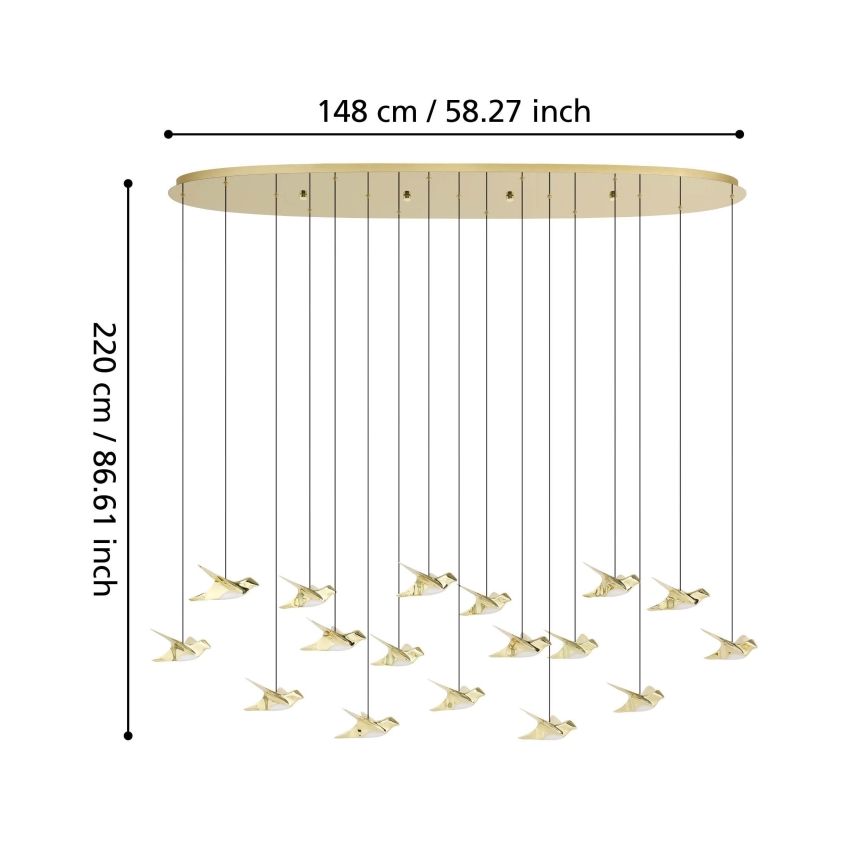 Eglo - Led Dimmable κρεμαστό φωτιστικό οροφής 17xLED/3W/230V 3000K χρυσό