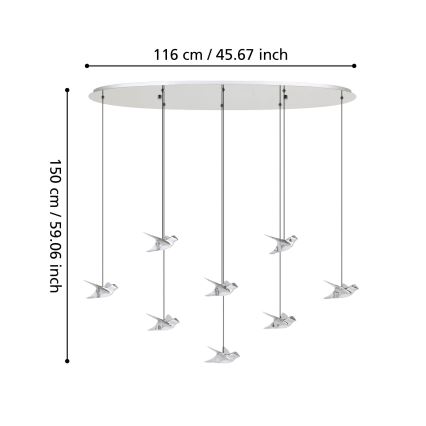Eglo - Led Dimmable κρεμαστό φωτιστικό οροφής 8xLED/4,2W/230V 3000K γυαλιστερό χρώμιο