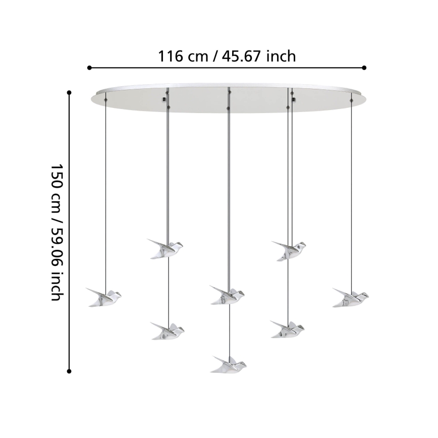 Eglo - Led Dimmable κρεμαστό φωτιστικό οροφής 8xLED/4,2W/230V 3000K γυαλιστερό χρώμιο