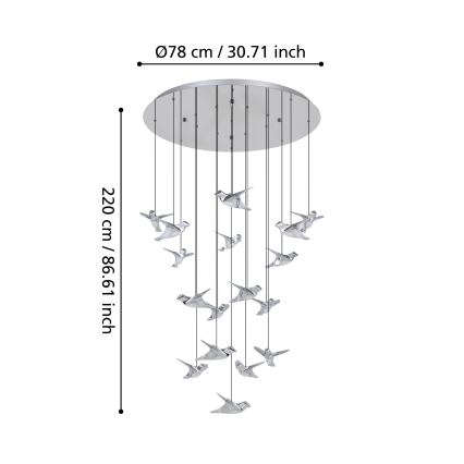 Eglo - Led Dimmable κρεμαστό φωτιστικό οροφής 17xLED/3W/230V 3000K γυαλιστερό χρώμιο