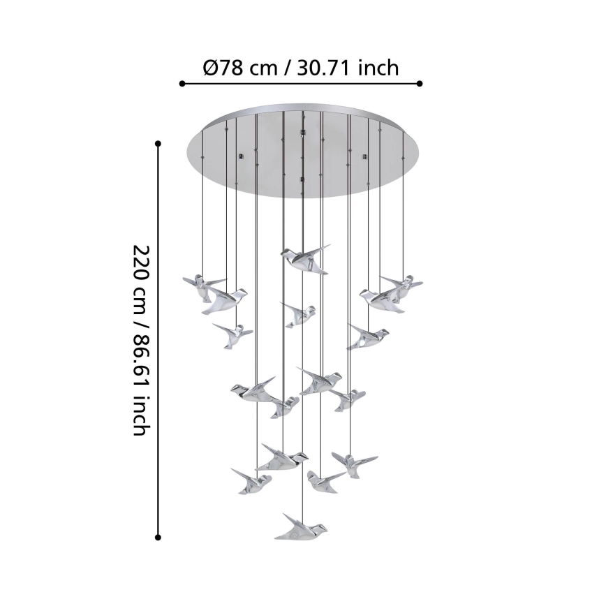 Eglo - Led Dimmable κρεμαστό φωτιστικό οροφής 17xLED/3W/230V 3000K γυαλιστερό χρώμιο
