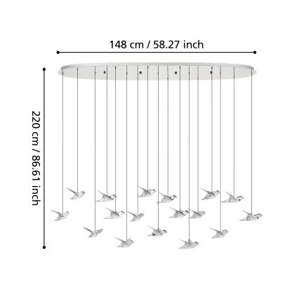 Eglo - Led Dimmable κρεμαστό φωτιστικό οροφής 17xLED/3W/230V 3000K γυαλιστερό χρώμιο