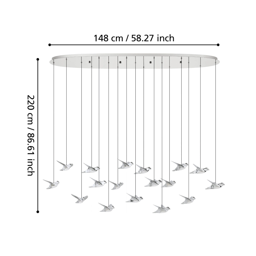 Eglo - Led Dimmable κρεμαστό φωτιστικό οροφής 17xLED/3W/230V 3000K γυαλιστερό χρώμιο