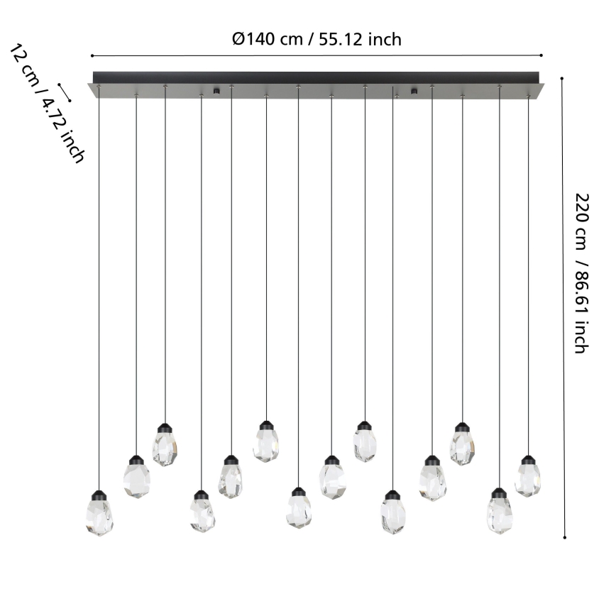 Eglo - Led Dimmable κρεμαστό φωτιστικό οροφής 14xLED/3W/230V 3000K μαύρο/διαφανές