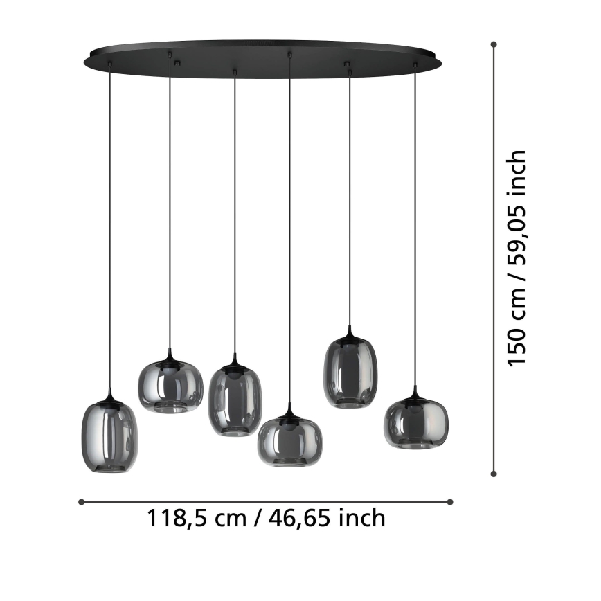 Eglo - Led Dimmable κρεμαστό φωτιστικό οροφής 6xLED/3,7W/230V 2700-6500K φιμέ + τηλεχειριστήριο