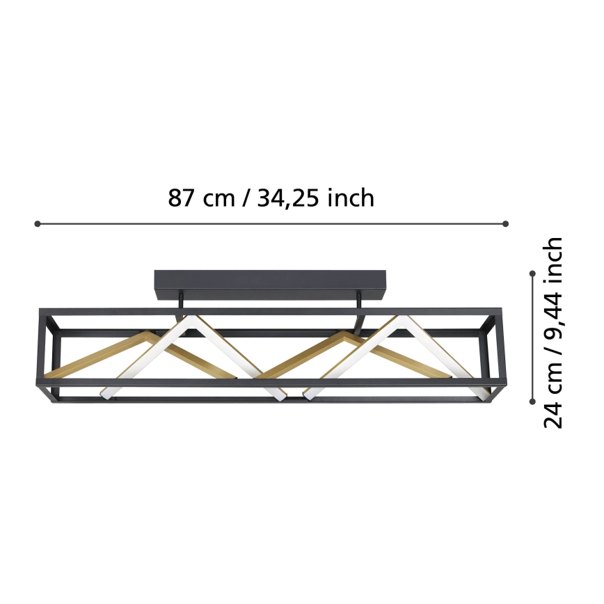 Eglo - Πλαφονιέρα οροφής ντιμαριζόμενη LED LED/45W/230V 2700-6500K μαύρο/χρυσό + τηλεχειριστήριο