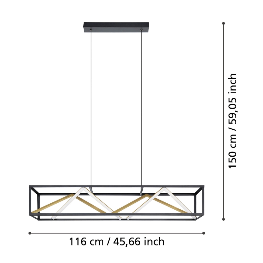 Eglo - Led Dimmable κρεμαστό φωτιστικό οροφής LED/46W/230V 2700-6500K μαύρο/χρυσό + τηλεχειριστήριο