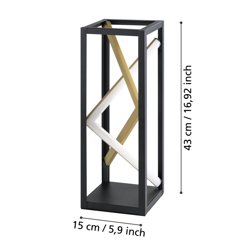Eglo - Επιτραπέζιο φωτιστικό LED ντιμαριζόμενο LED/21W/230V 2700-6500K μαύρο/χρυσό + τηλεχειριστήριο