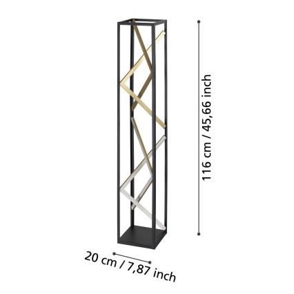 Eglo - Φωτιστικό δαπέδου LED Dimmable LED/23W/230V 2700-6500K μαύρο/χρυσό + τηλεχειριστήριο