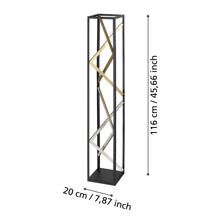 Eglo - Φωτιστικό δαπέδου LED Dimmable LED/23W/230V 2700-6500K μαύρο/χρυσό + τηλεχειριστήριο