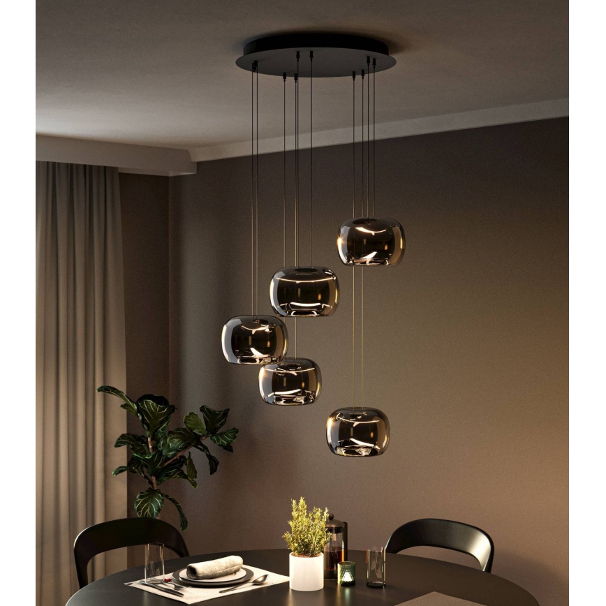 Eglo - Ρυθμιζόμενο LED κρεμαστό φωτιστικό με καλώδιο 5xLED/5,8W/230V μαύρο/καπνιστό