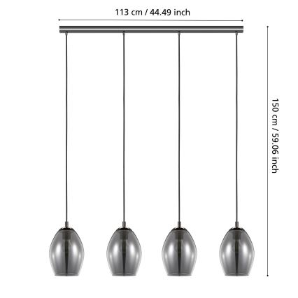 Eglo - Κρεμαστό φωτιστικό οροφής 4xE27/60W/230V φιμέ