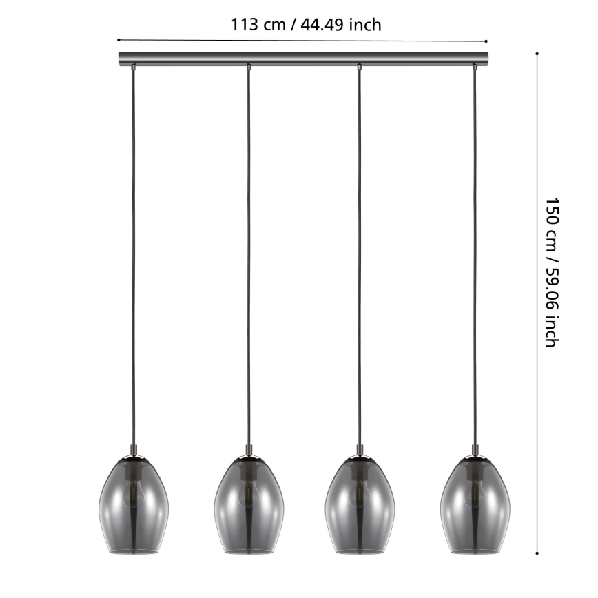 Eglo - Κρεμαστό φωτιστικό οροφής 4xE27/60W/230V φιμέ
