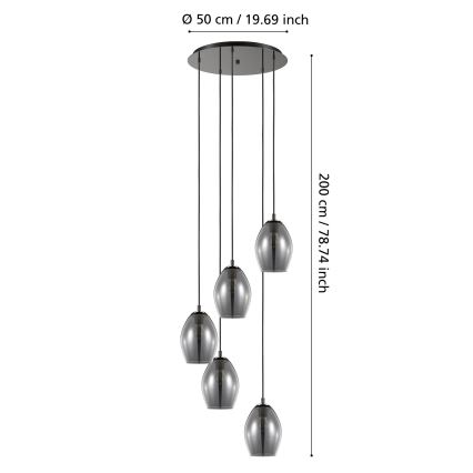 Eglo - Κρεμαστό φωτιστικό οροφής 5xE27/60W/230V φιμέ