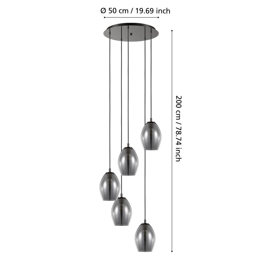 Eglo - Κρεμαστό φωτιστικό οροφής 5xE27/60W/230V φιμέ