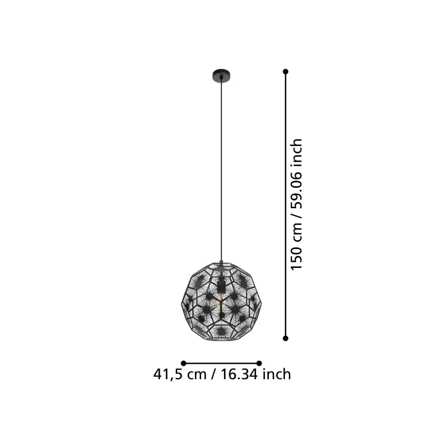 Eglo - Κρεμαστό φωτιστικό οροφής 1xE27/60W/230V διάμετρος 41 cm μαύρο