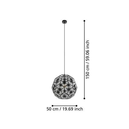 Eglo 39619 - Κρεμαστό φωτιστικό οροφής 1xE27/60W/230V διάμετρος 50 cm μαύρο