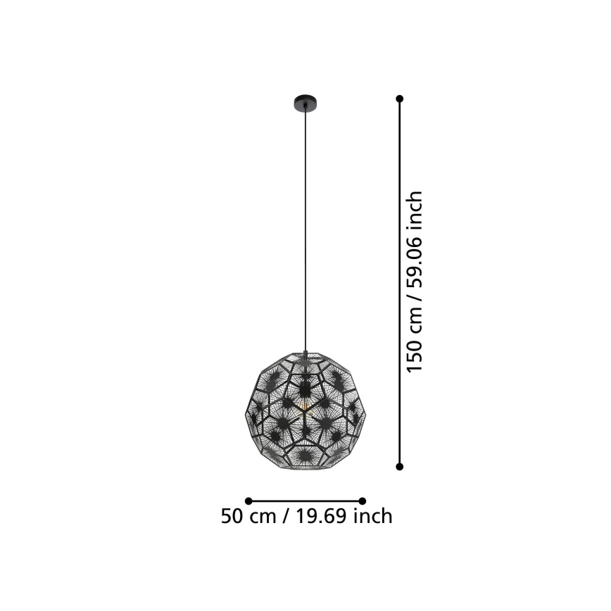 Eglo 39619 - Κρεμαστό φωτιστικό οροφής 1xE27/60W/230V διάμετρος 50 cm μαύρο