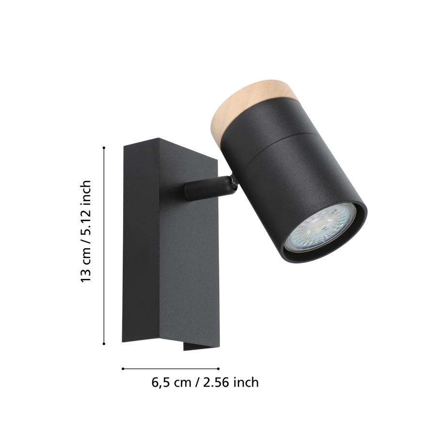 Eglo - Φωτιστικό σποτ τοίχου LED 1xGU10/4,5W/230V 3000K μαύρο/καφέ