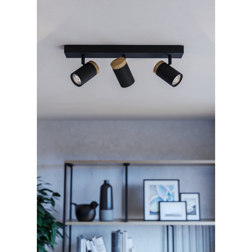 Eglo - LED Σποτ 3xGU10/4,5W/230V 3000K μαύρο/καφέ