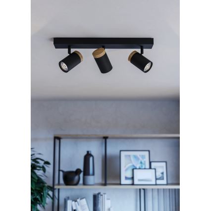Eglo - LED Σποτ 3xGU10/4,5W/230V 3000K μαύρο/καφέ