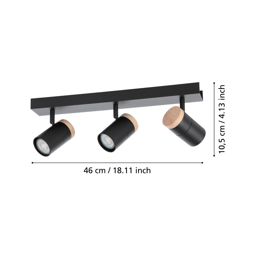 Eglo - LED Σποτ 3xGU10/4,5W/230V 3000K μαύρο/καφέ