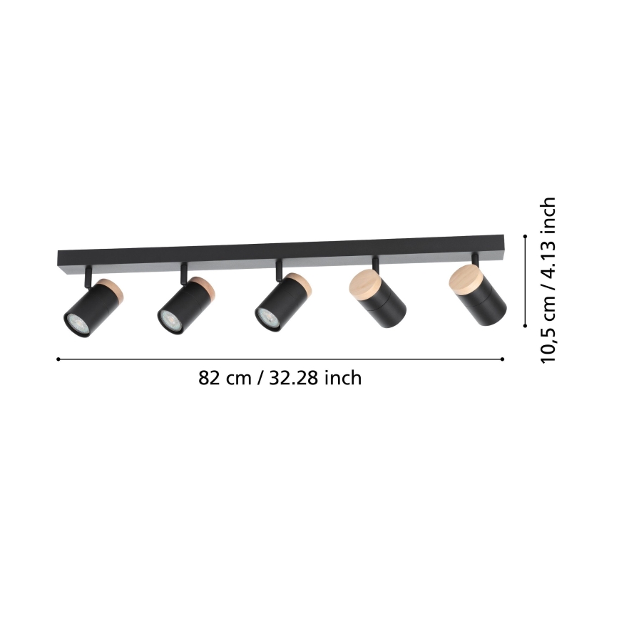 Eglo - LED Σποτ 5xGU10/4,5W/230V 3000K μαύρο/καφέ
