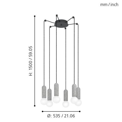 Eglo - Κρεμαστό φωτιστικό οροφής 6xE27/40W/230V spider