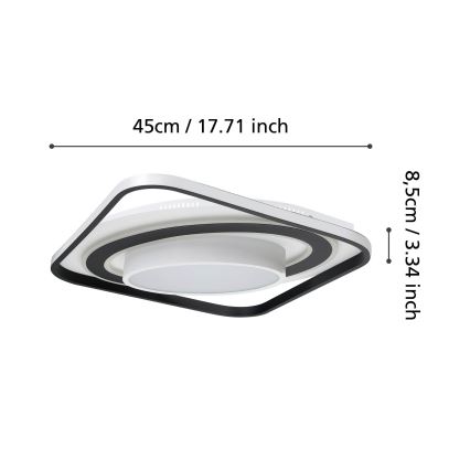 Eglo - LED Dimmable φωτιστικό οροφής LED/21,5W/230V + LED/10,5W + LED/3W 3000-6500K μαύρο + τηλεχειριστήριο