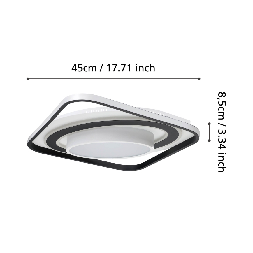 Eglo - LED Dimmable φωτιστικό οροφής LED/21,5W/230V + LED/10,5W + LED/3W 3000-6500K μαύρο + τηλεχειριστήριο
