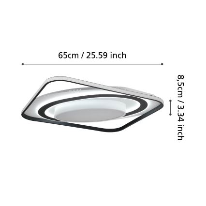 Eglo - LED Dimmable φωτιστικό οροφής LED/28W/230V+LED/13W+ LED/2,8W 3000-6500K μαύρο + τηλεχειριστήριο