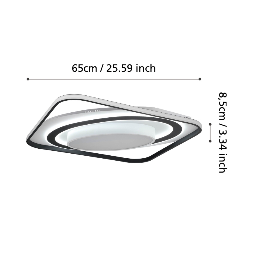 Eglo - LED Dimmable φωτιστικό οροφής LED/28W/230V+LED/13W+ LED/2,8W 3000-6500K μαύρο + τηλεχειριστήριο