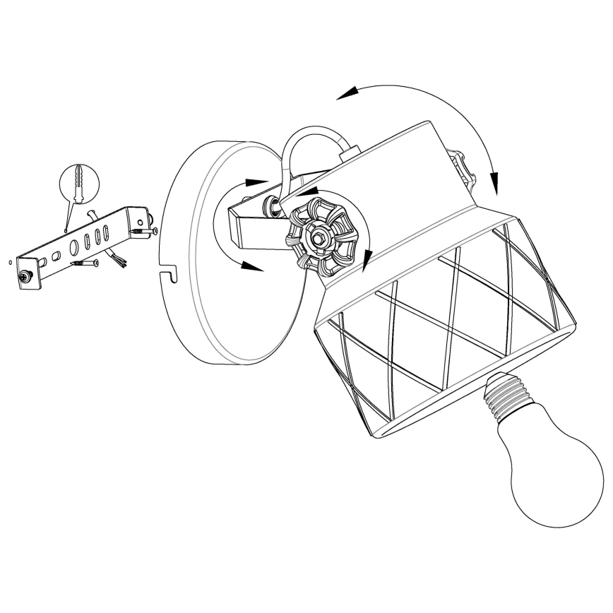 Eglo 39868 - Φωτιστικό τοίχου HILCOTT 1xE27/40W/230V
