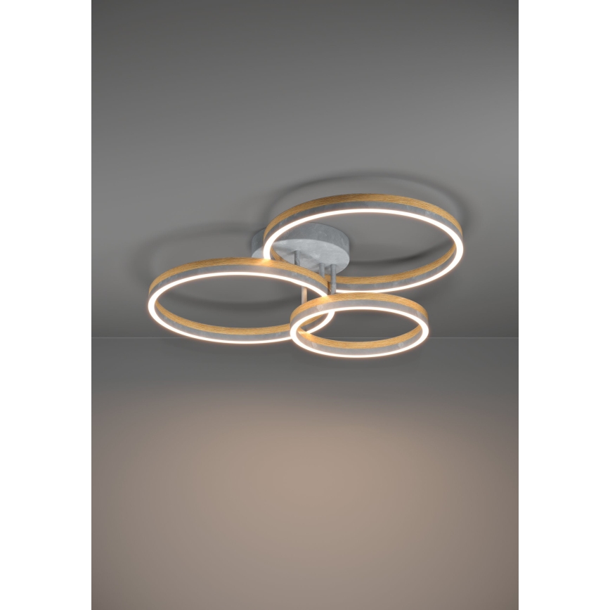Eglo - Πλαφονιέρα οροφής ντιμαριζόμενη LED LED/12,5W/230V + 2xLED/15,5W 3000K γκρι/δρυς