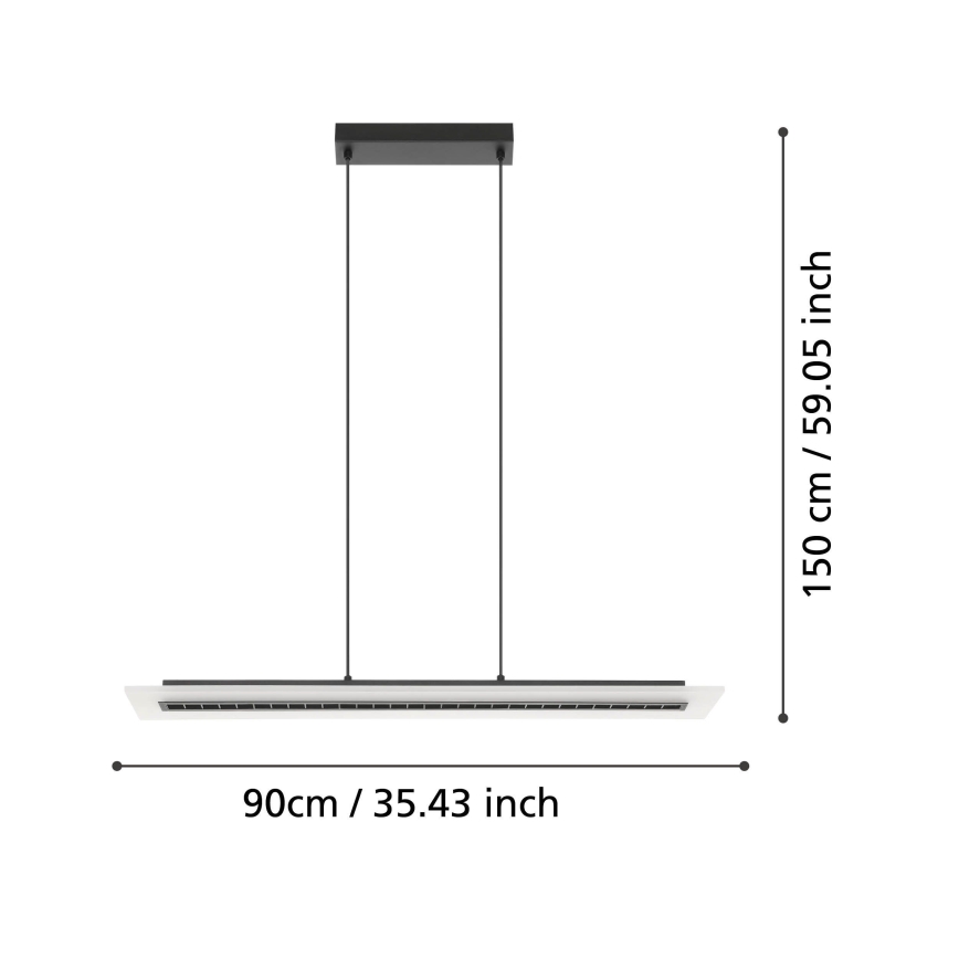 Eglo - Led Dimmable κρεμαστό φωτιστικό οροφής LED/57,5W/230V 3000K μαύρο + τηλεχειριστήριο