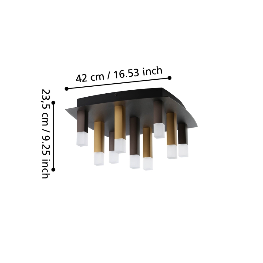 Eglo - LED Dimmable φωτιστικό οροφής 9xLED/3,1W/230V 3000K ανθρακί/χρυσό