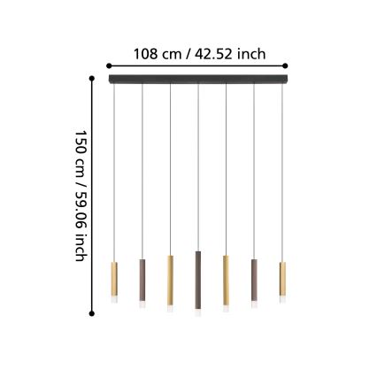 Eglo - Led Dimmable κρεμαστό φωτιστικό οροφής 7xLED/3,1W/230V 3000K ανθρακί/χρυσό