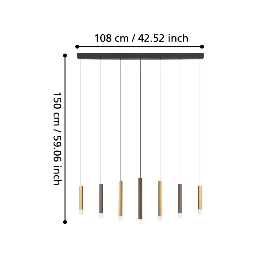 Eglo - Led Dimmable κρεμαστό φωτιστικό οροφής 7xLED/3,1W/230V 3000K ανθρακί/χρυσό
