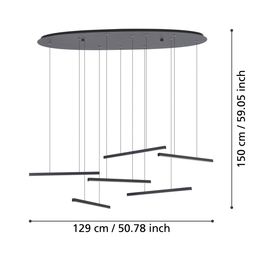 Eglo - Led Dimmable κρεμαστό φωτιστικό οροφής 6xLED/8,4W/230V 3000K μαύρο