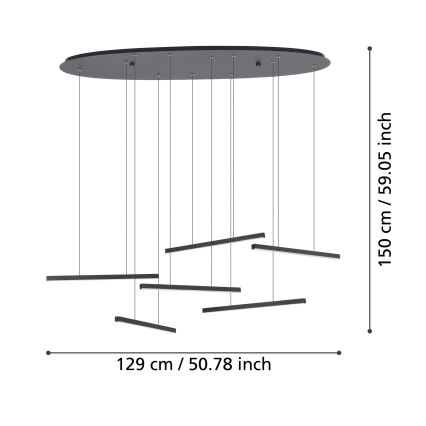 Eglo - Led Dimmable κρεμαστό φωτιστικό οροφής 6xLED/8,4W/230V 3000K μαύρο